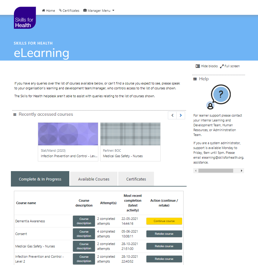 Screenshot of the new eLearning Platform