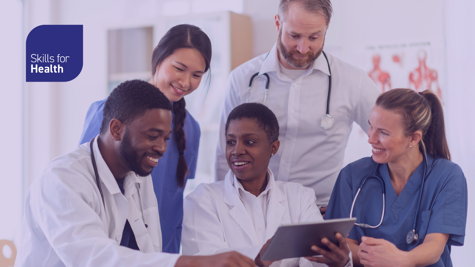 team of health workers talking in a group