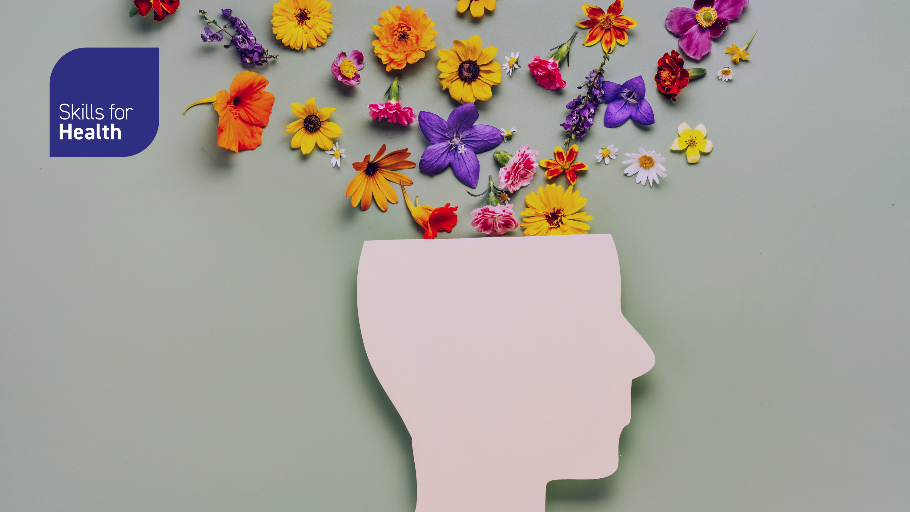 Photo of silhouette head with flowers coming out