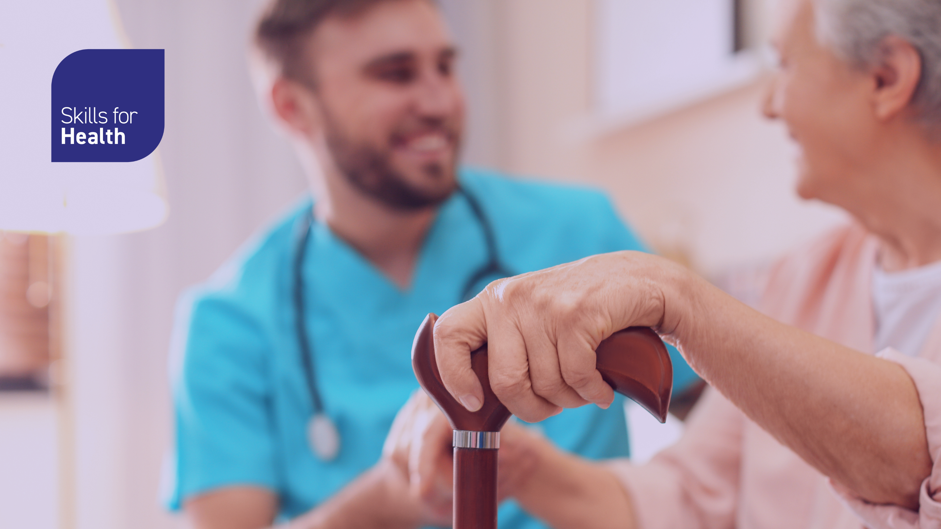 Medic speaking with elderly patient